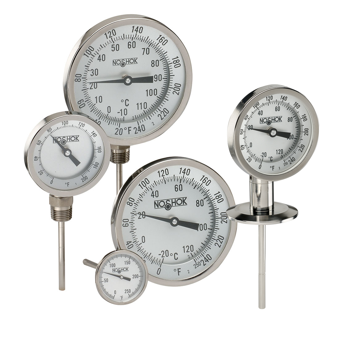 300 Series Industrial Type Bimetal Thermometers with External Reset, Sanitary Tri-Clamp® Options
